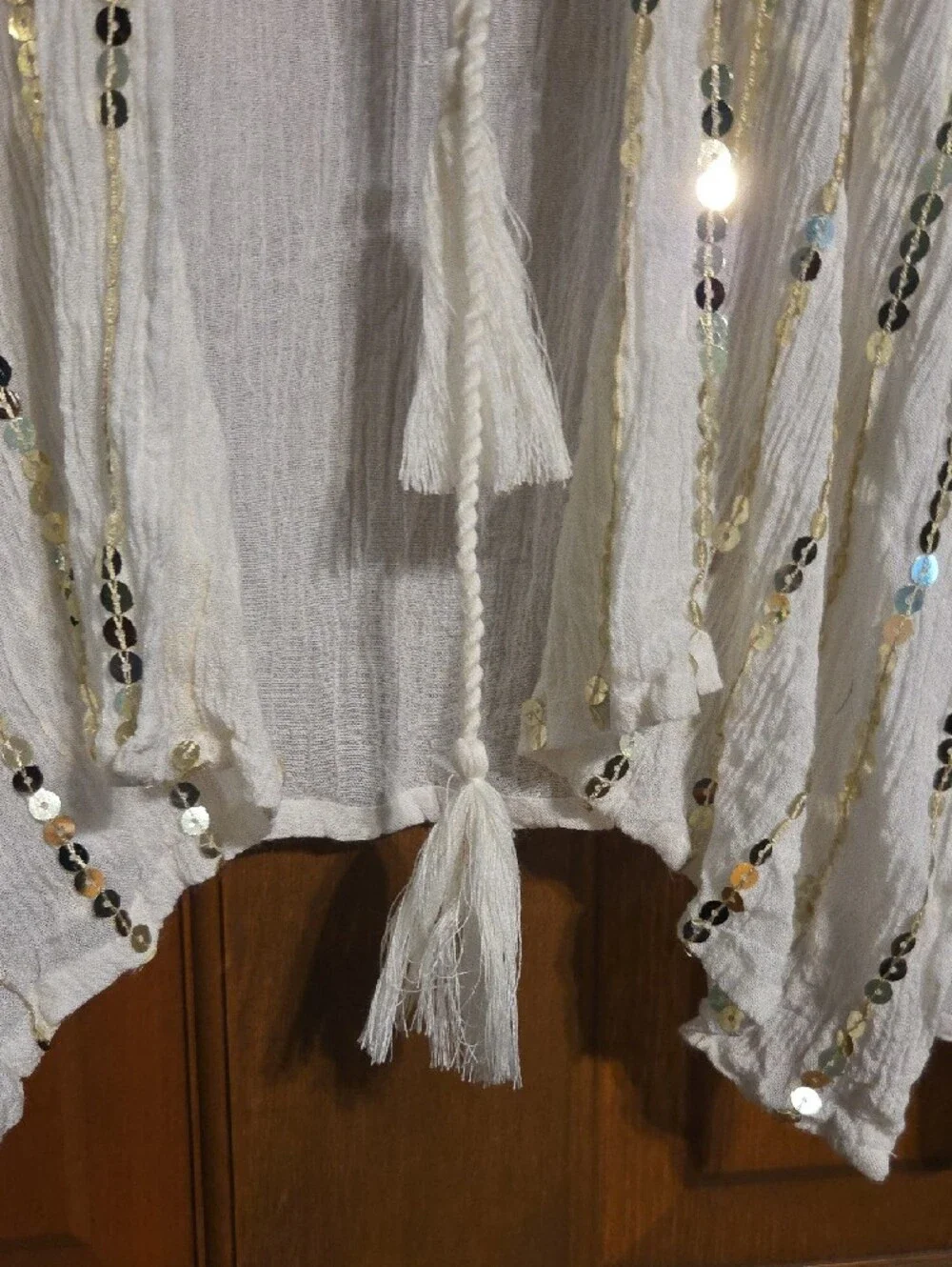 Vince Camuto White Sequin Open-Front Cover Up
